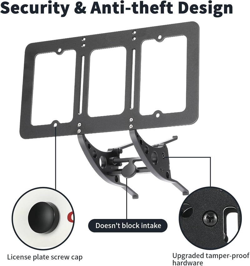 TesFram Performance Model 3 Highland Front License Plate Holder - Height-Adjustable && No Drill License Plate Mounting Kit with Anti-Theft Features (2024-2025 August No Camera Only) - Image 2